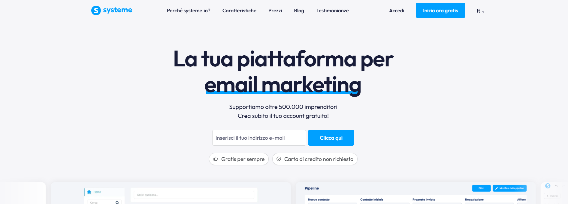 Systeme.io piano gratuito email marketing e funnel